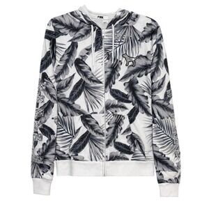 PINK VS Tropical Y2K Zip Hoodie Womens Small Palm Print Athleisure Soft Grunge